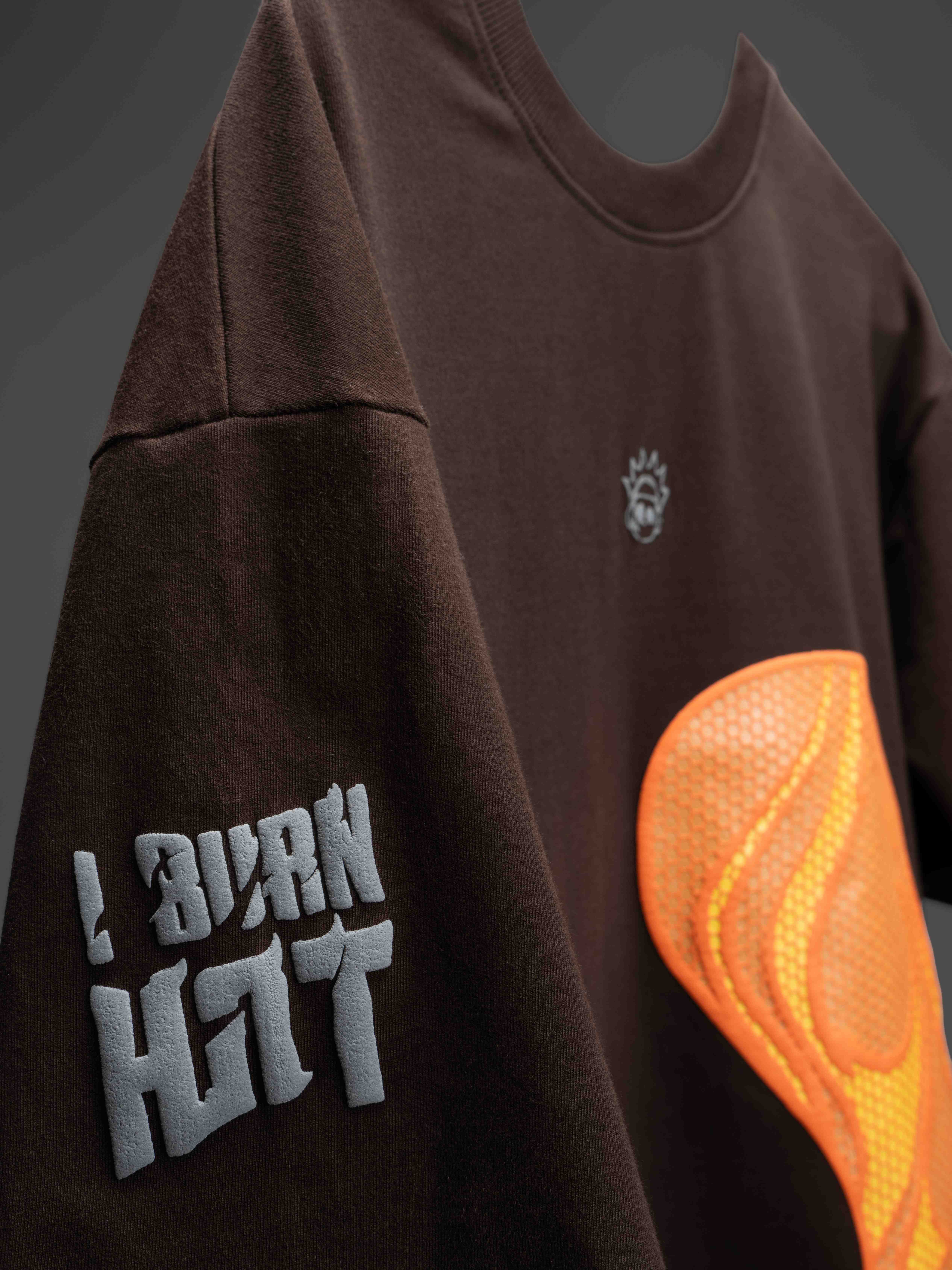 Phoenix T-shirt left-side closeup view hanging in air